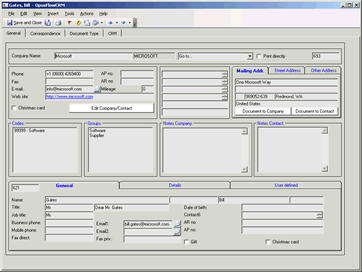 Outlook Address Card with OpusFlow CRM