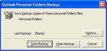 Outlook Backup Dialog