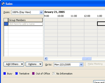 Outlook's built-in group schedule view