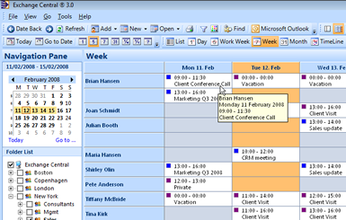 Exchange Central's Outlook Group Calendar View