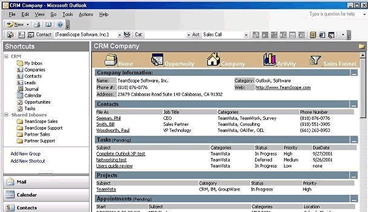 Outlook contact management with TeamScope